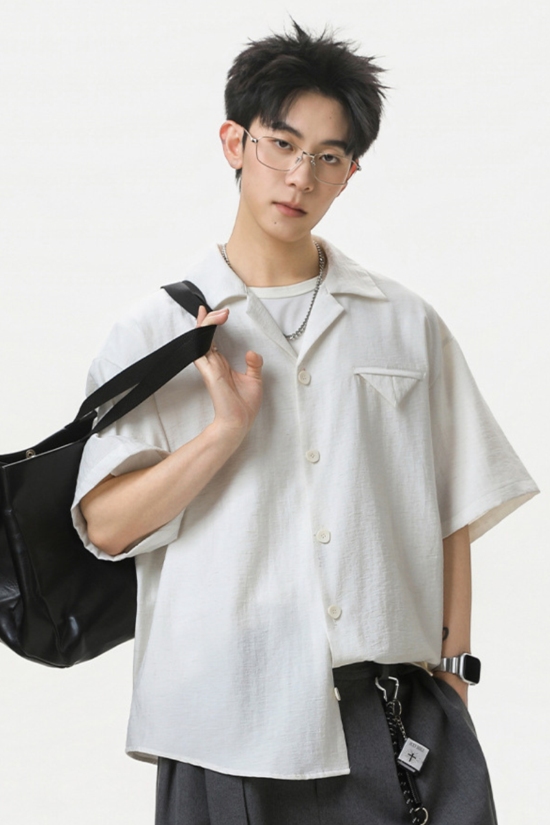 Men's Summer Camp Collar Breathable Linen Short Sleeve Shirt