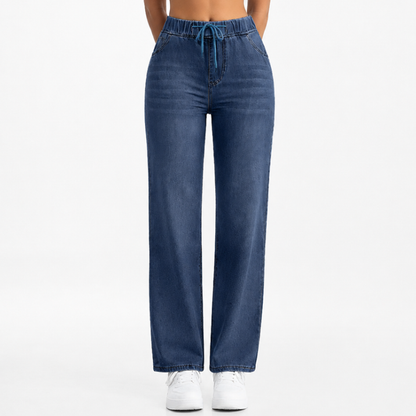 Women's High Waist Drawstring Wide Leg Jeans