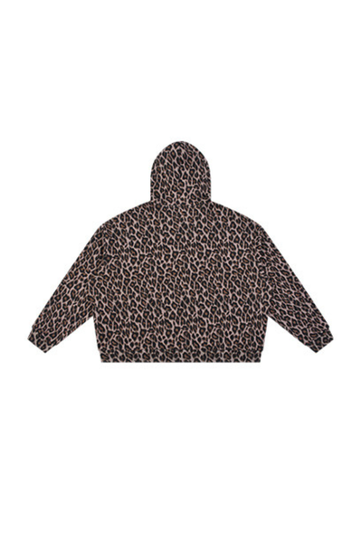 Men's Fall Winter Vintage Leopard Zip-Up Hooded Jacket
