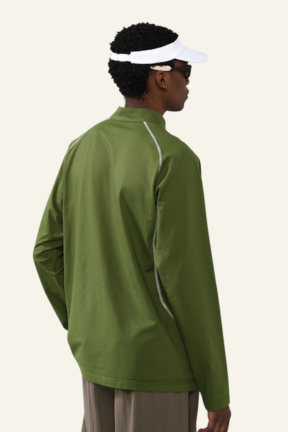 Men's Streetwear Stand Collar Half Zipper Long-Sleeve T-shirt