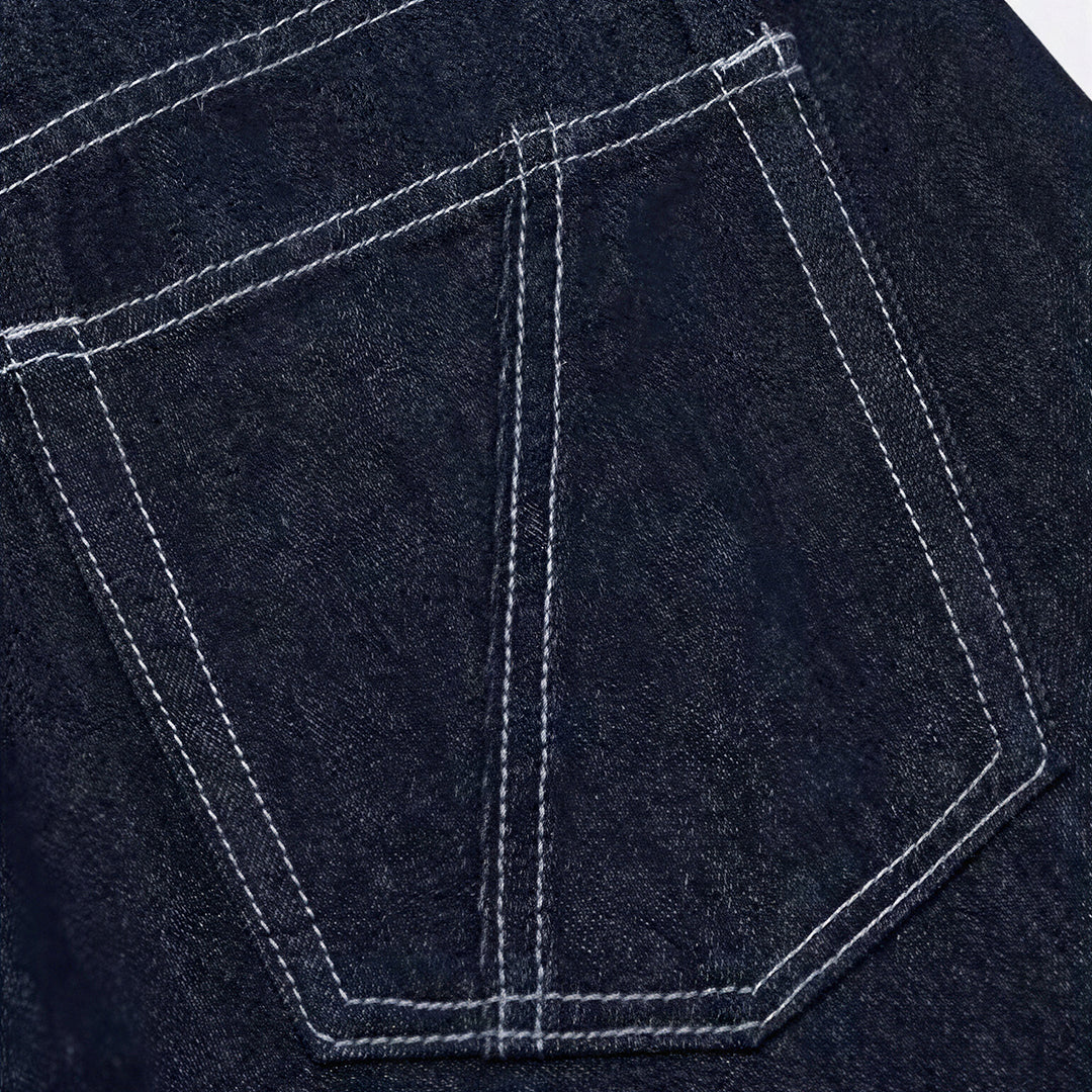 Men's Spring Indigo Raw Deconstructed Wide-Leg Denim Jeans