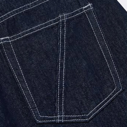 Men's Spring Indigo Raw Deconstructed Wide-Leg Denim Jeans