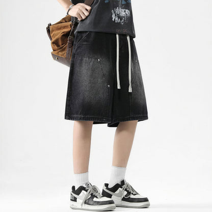 Men's Summer Light Wash Carpenter Baggy Denim Shorts