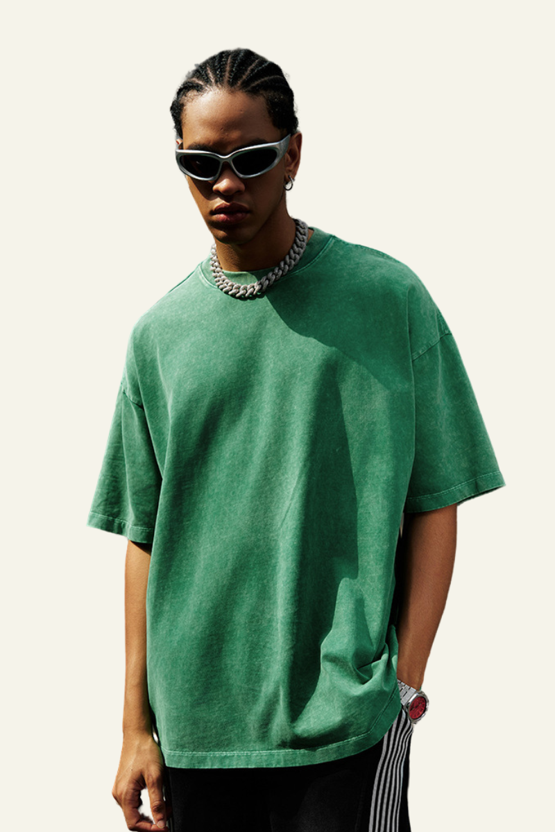 Men's Cotton Streetwear Vintage Washed T-shirt
