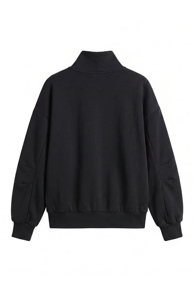 Unisex Fall Clothing Fleece Loose Mock Neck Sweatshirt