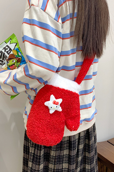Christmas Vintage Plush Red Crossbody Bag