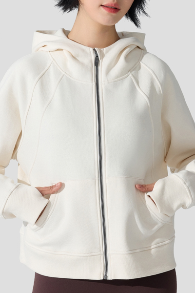 Women Fall Clothing Cozy Thermal Fleece Hooded Zip Jacket