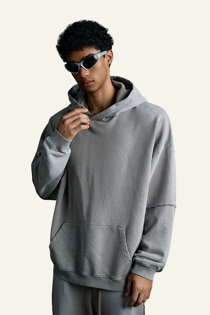 Men's Cotton Vintage Faux-Two-Piece Hoodie.