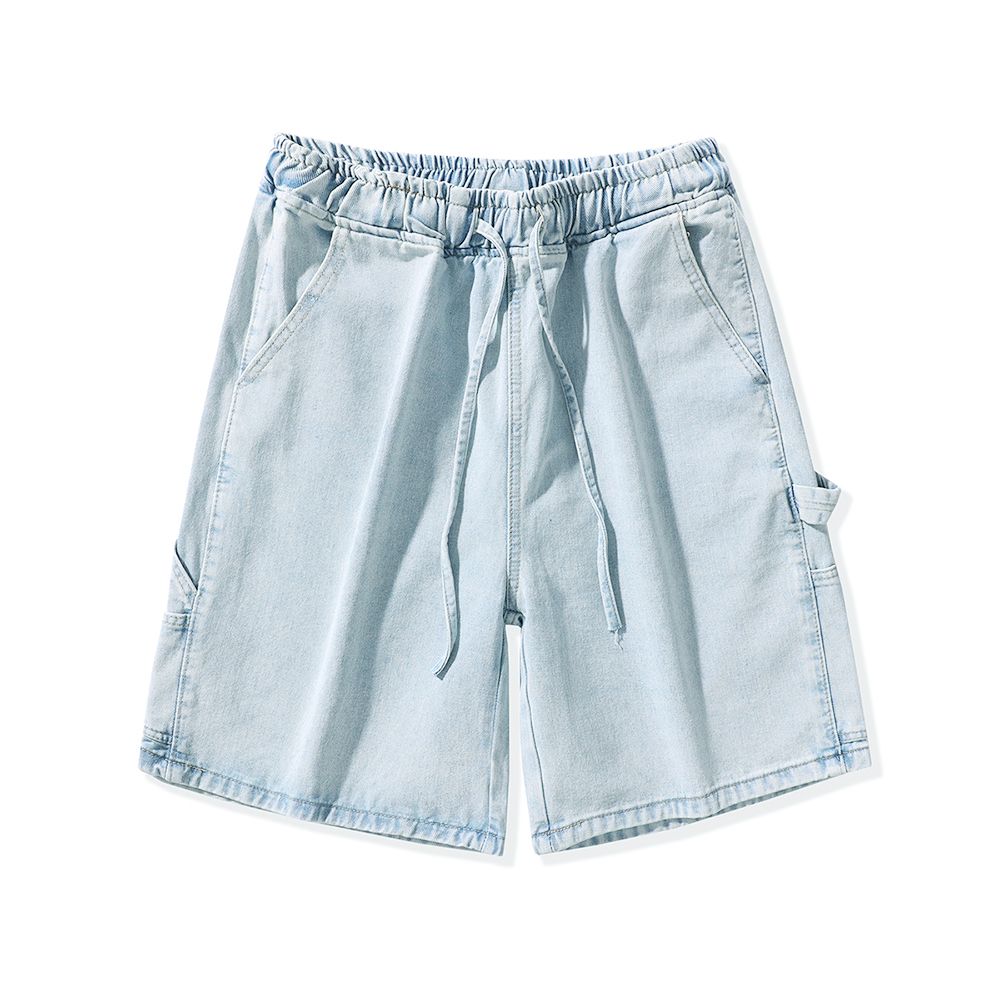 Men's Summer Dark Wash Carpenter Drawstring Denim Shorts