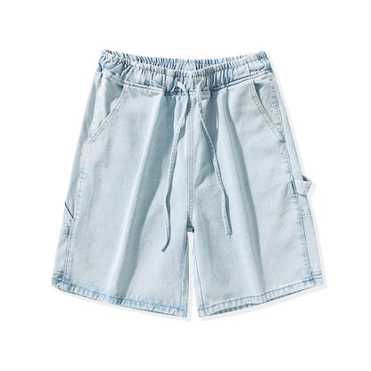 Men's Summer Dark Wash Carpenter Drawstring Denim Shorts