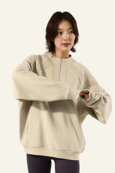 Women's Streetwear Stand Collar Half Zipper Pullover