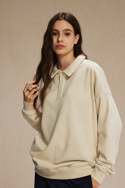 Women's Streetwear Polo Collar  Sweatshirt