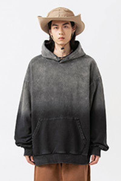 Unisex Retro Washed Gradient Cotton Loose Hoodie