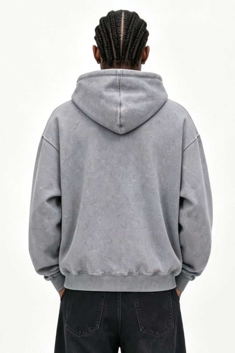 Men Fall 400G Washed Vintage Loopback Pullover Hoodie