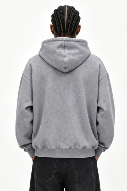 Men Fall 400G Washed Vintage Loopback Pullover Hoodie