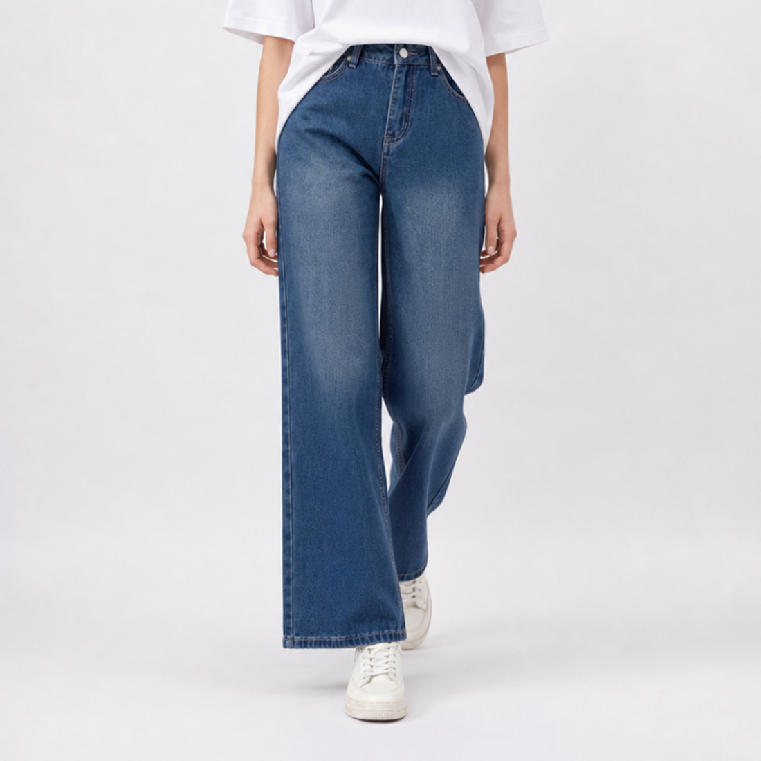 Women's High Waist Non-Stretch Wide Leg Jeans