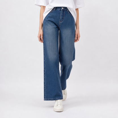 Women's High Waist Non-Stretch Wide Leg Jeans