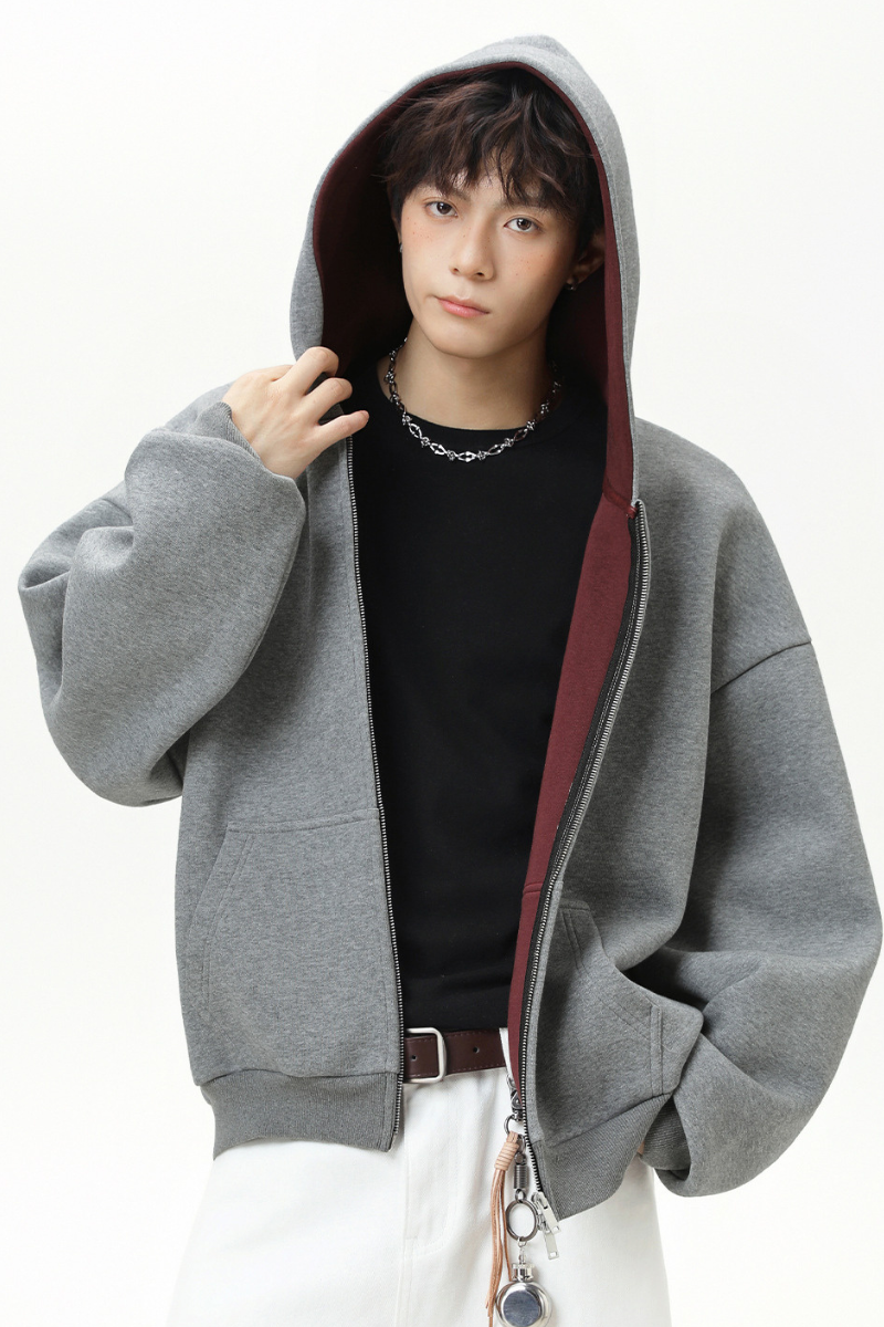 Men's Fall 380g Heavy Contrast Lining Boxy Hoodie