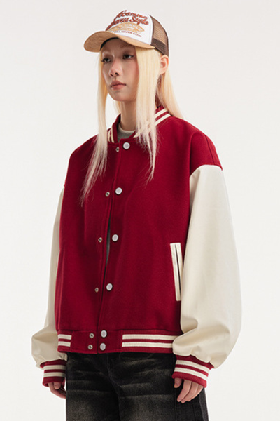 Unisex American Retro Sporty Baseball Jacket Cleanfit Loose
