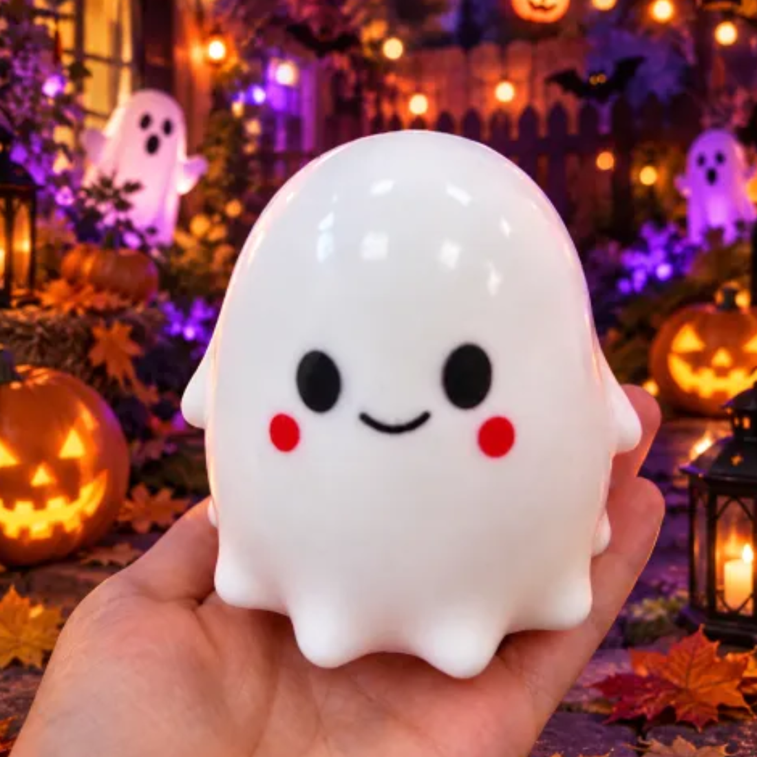 Unisex Fall Halloween Cute Ghost Gift Box Squishy Toy