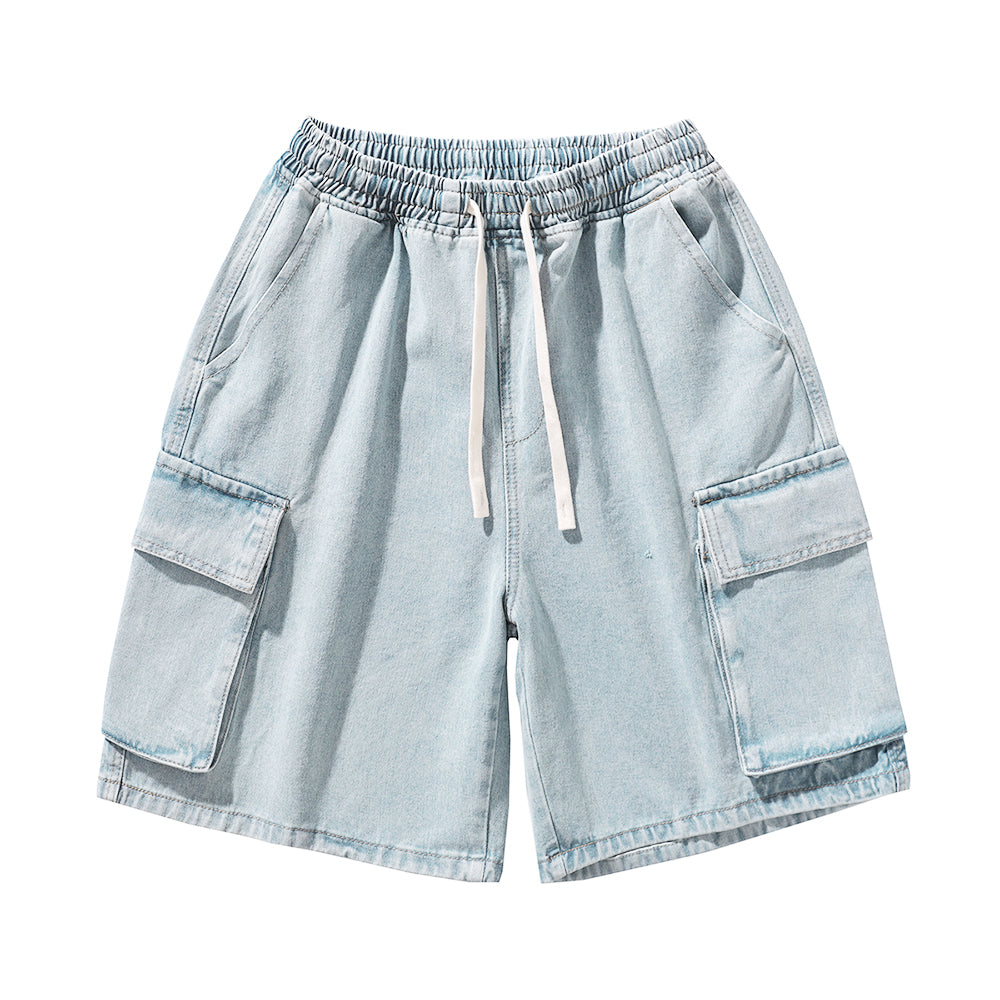 Men's Summer Light Wash Carpenter Baggy Denim Shorts