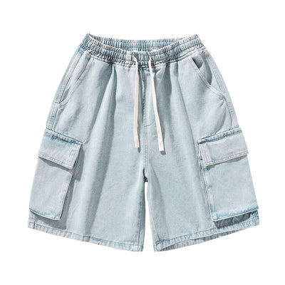 Men's Summer Light Wash Carpenter Baggy Denim Shorts