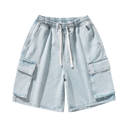 Men's Summer Light Wash Carpenter Baggy Denim Shorts