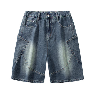 Men's Summer Gradient Wash Carpenter Baggy Denim Shorts
