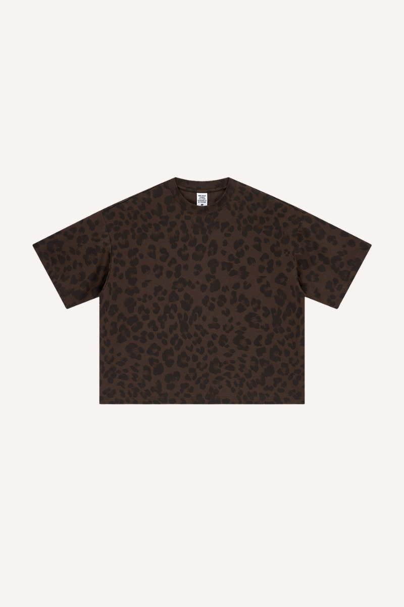 Men's Summer Retro Boxy Leopard Crewneck Loose Tee