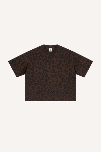 Men's Summer Retro Boxy Leopard Crewneck Loose Tee
