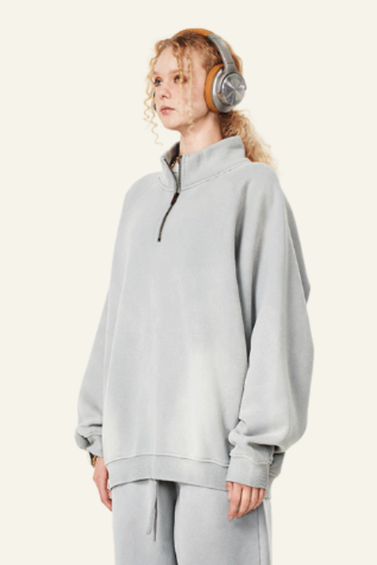 Women's Stand Collar Half Zipper Fleece-Lined Sweatshirt