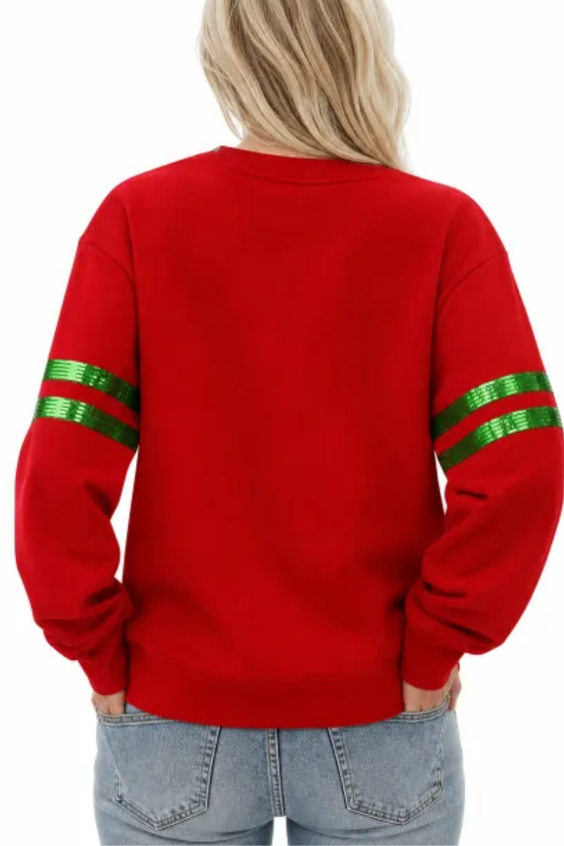 Women Fall Clothing Christmas Sequin Applique Sweatshirt