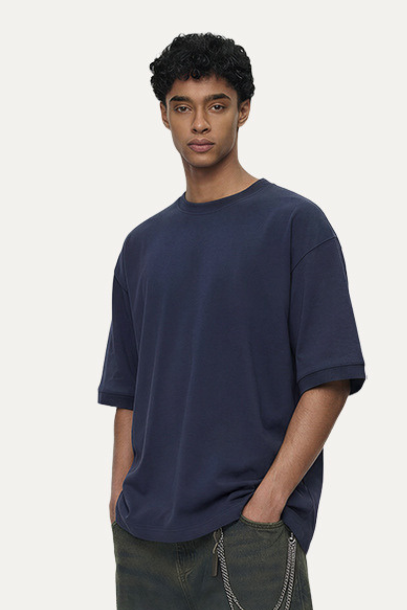 Men's 280g Cropped Oversized Crewneck Terry Cuff Vintage Tee