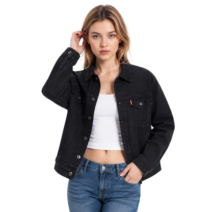 Women's Classic Black Denim Jacket