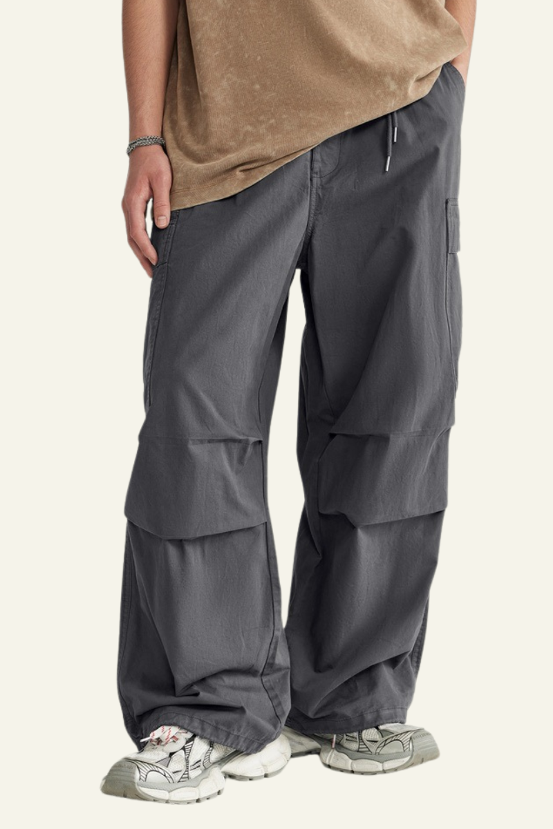 Men's Streetwear Washed Cotton Side Pockets Cargo Pants