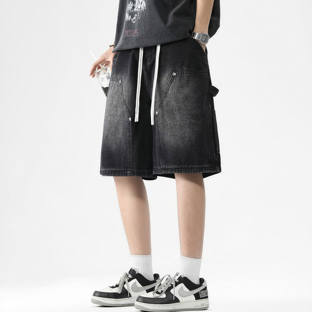 Men's Summer Light Wash Carpenter Baggy Denim Shorts
