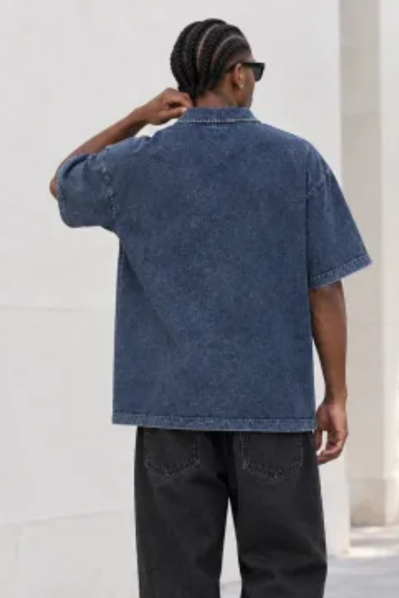 Men Summer 320G Snow Washed Cotton Short Sleeve Polo Shirt