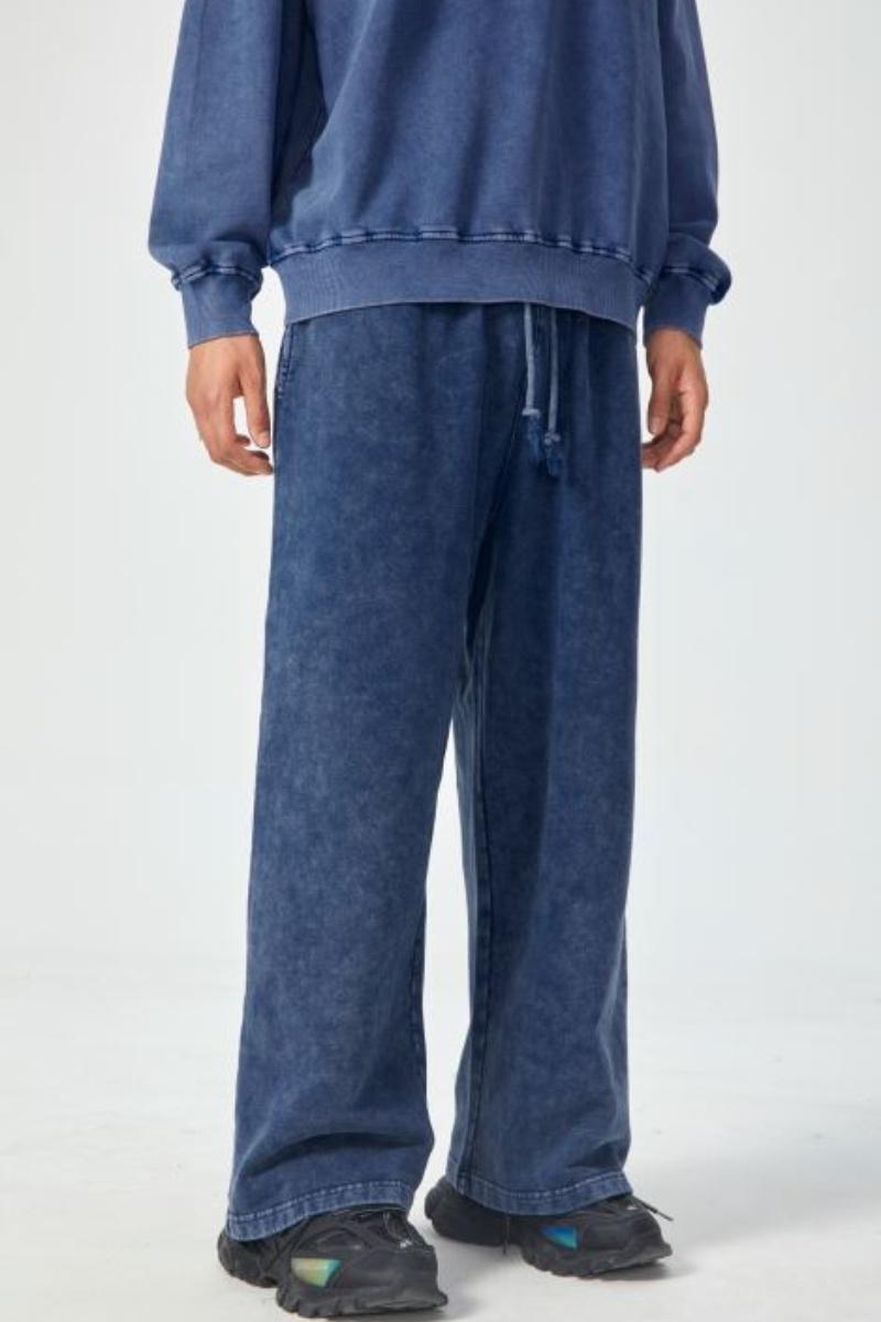 Men All Season Vintage Wax Washed Straight Sweatpants