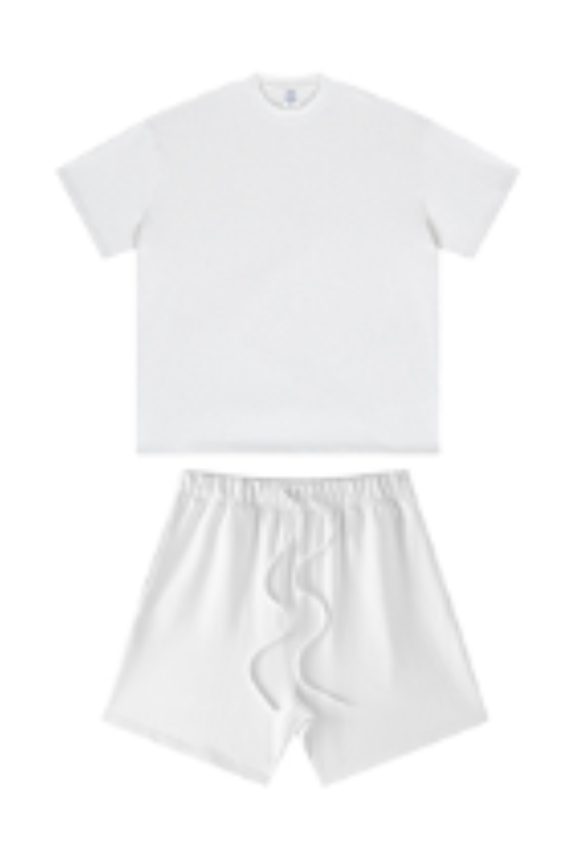 Men's Summer Heavy Solid Outdoor Street Tee & Shorts Set