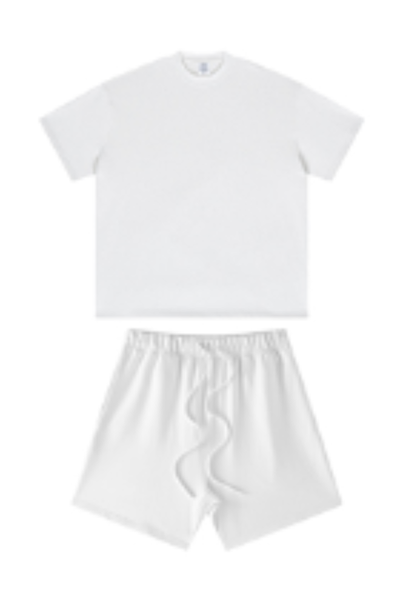 Unisex Summer Heavy Solid Outdoor Street Tee & Shorts Set