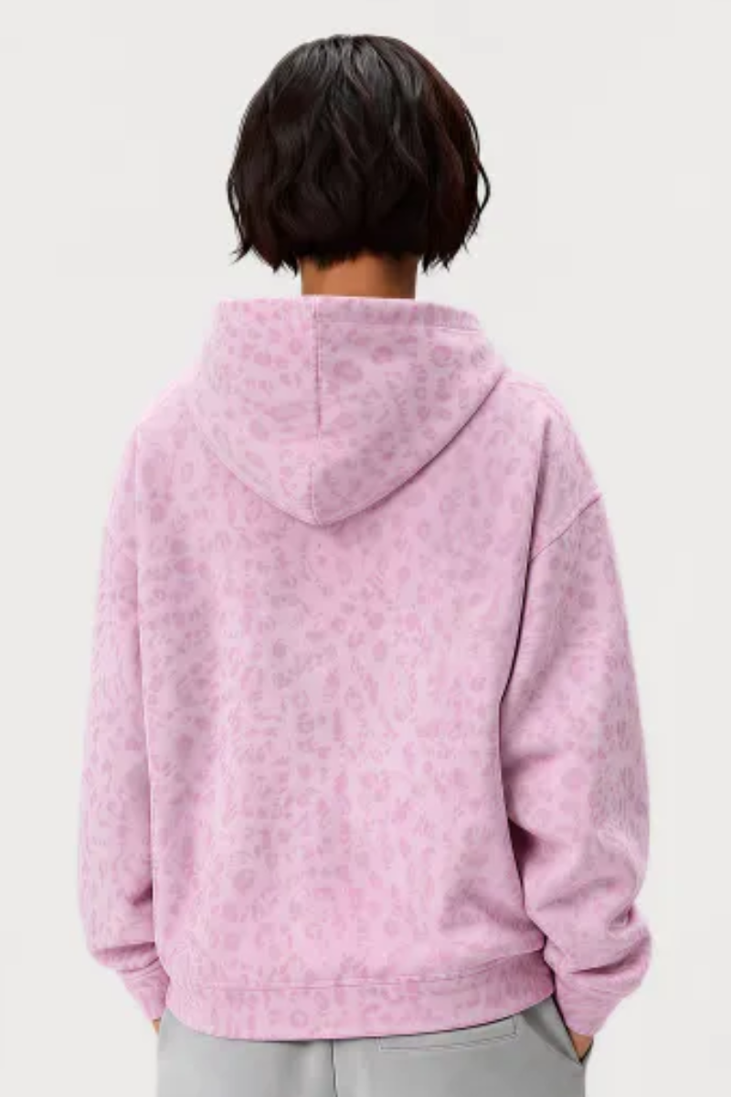 Women Fall Leopard Print Oversized Drop Shoulder Hoodie