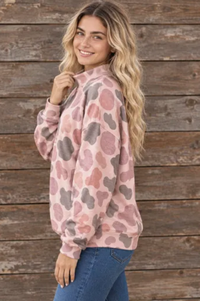 Women Fall Clothing Western Camo Mock Neck Sweatshirt