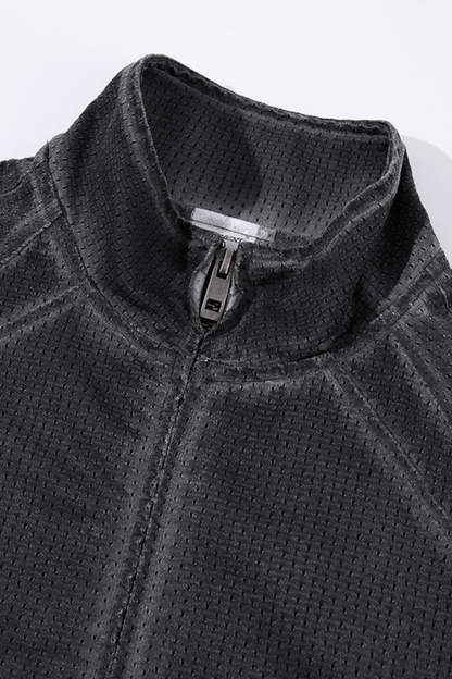 Men's Fall Winter Motorcycle Mesh Stand Collar Washed Jacket