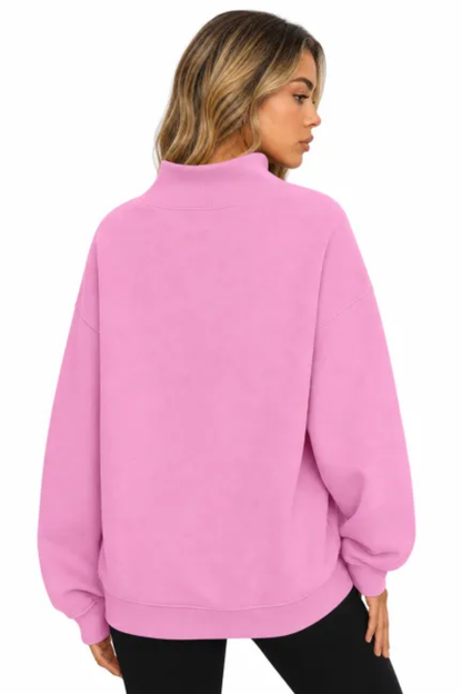Women Fall Mock Neck Cutout Oversized Casual Sweatshirt
