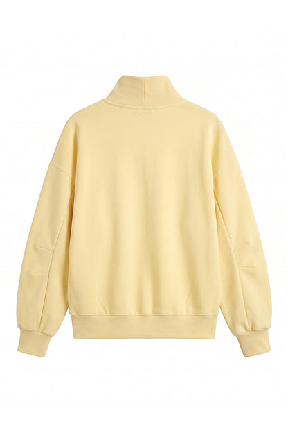 Unisex Fall Solid Fleece Loose Mock Neck Sweatshirt