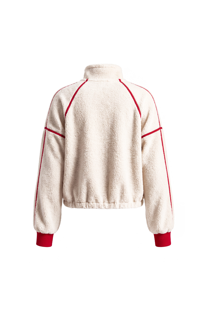 Unisex Fall Clothing Half-Zip Colorblock Sherpa Jacket