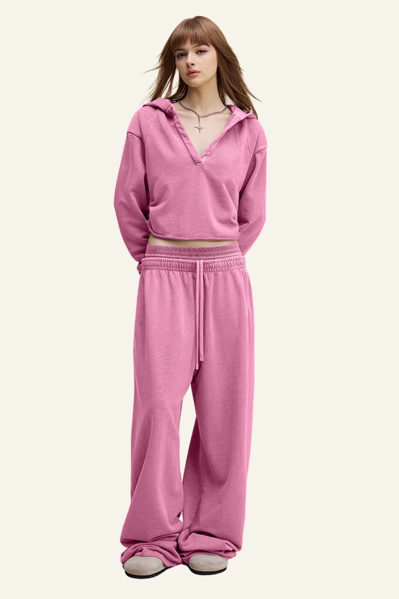 Women's Vintage Streetwear Set:Hoodie & Casual Pants