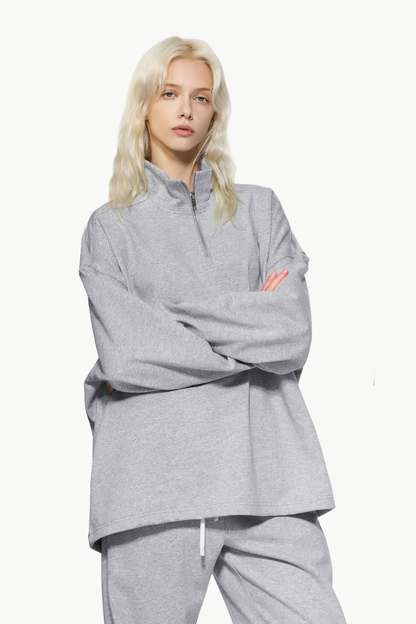 Women's Summer 450g Half Zip Raw Edge Stand Collar Set