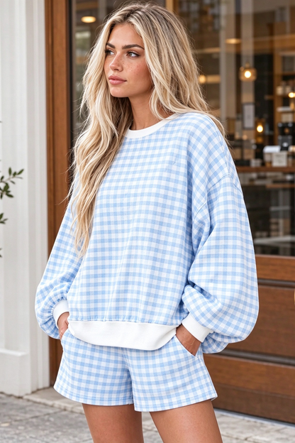 Women's Plaid Multi Pocket Fall Casual 2 Piece Set