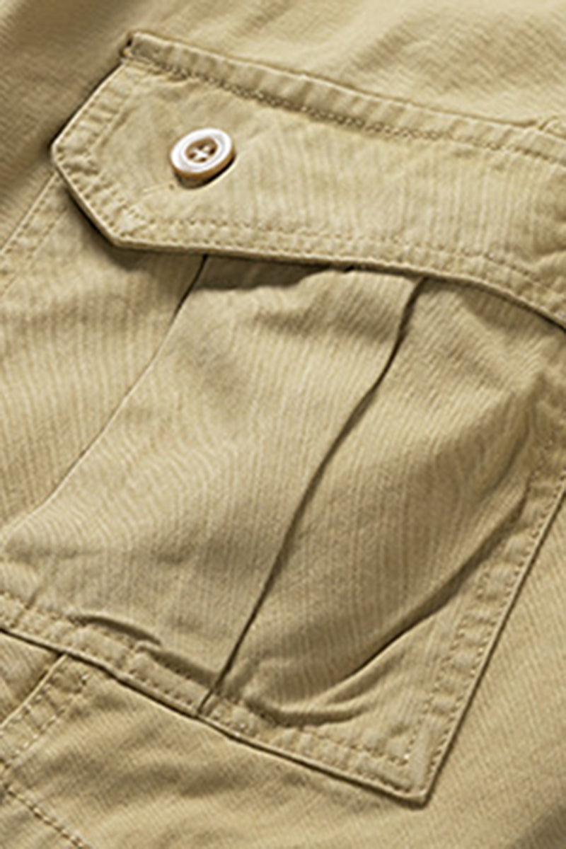 Men's Summer 100% Cotton Multi-Pocket Cargo Shorts